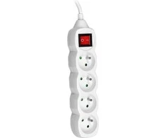TRACER PowerCord 3.0m 4 lizdų jungiklis baltas prailginimo laidas