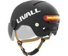 Livall L23 šalmas juodas 58-62cm su LED/SOS apsauginiu stiklu
