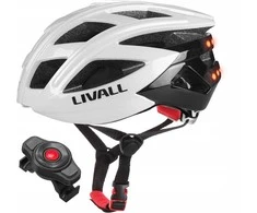 Livall Plento šalmas su „Bluetooth“ ryšiu, 55–61 cm, LED/SOS/interkomu, baltas