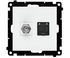 Kontakt Simon TASFRJ45.01/111 Simon 55 F tipo antenos lizdas + RJ45 kat. 6 (modulis) matinės baltos spalvos TASFRJ45.01/111