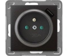 Ospel Vieno lizdo Impresja GP-1YZPUSB/m/50 su įžeminimu ir sklendėmis su USB įkrovikliu 2.1A antracitas