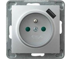 Ospel Vieno lizdo Impresja GP-1YZPUSB/m/18 su įžeminimu ir langinėmis su USB įkrovikliu 2.1A, sidabrinė