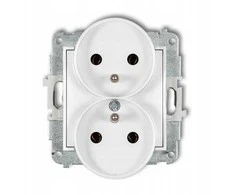 Karlik Elektrotechnik 25IGPR-2z ICON Dvigubo lizdo mechanizmas rėmui su įžeminimu 2x(2P+Z) (be srovės kelio sklendių) baltas matinis 25IGPR-2z