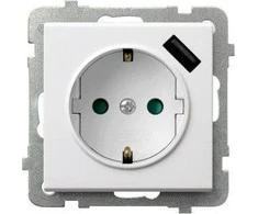 Ospel Vieno lizdo Sonata GP-1RSPUSB 2.1A/m/00 su schuko įžeminimu su langinėmis su USB įkrovikliu 2.1A balta