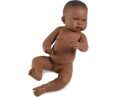 Llorens Baby Girl Doll Nahia 45 cm be drabužių tamsios odos (45004)