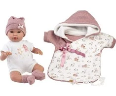 Llorens Llorens 16350 Lėlė 36 cm rožiniame miegmaišyje