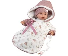 Llorens Llorens 16350 Lėlė 36 cm rožiniame miegmaišyje