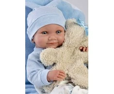 Llorens Llorens 73807 Vinilinė lėlė 40 cm Nico su mėlyna pagalve ir mielu žaislu