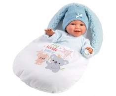 Llorens Llorens Lėlė 63805 38 cm śmiejąca się Liam w śpiworku