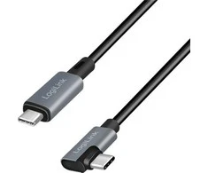 LogiLink USB 2.0 | USB-C 1.0m kampinis juodas