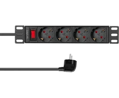 LogiLink LogiLink 4 kontaktų maitinimo lizdas su jungikliu, 10 colių (1U), 2 m