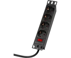 LogiLink LogiLink 4 kontaktų maitinimo lizdas su jungikliu, 10 colių (1U), 2 m