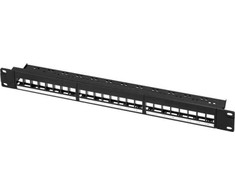 LogiLink „Keystone“ komutacinė panelė 19", 24 moduliai, tuščia, juoda, 1U