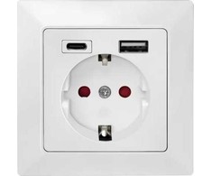 LogiLink LogiLink PA0262 elektros lizdas CEE 7/3 + USB Baltas
