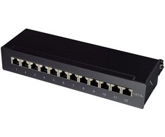 LogiLink Patch panelė 12x RJ- 45 Cat.6A STP Juodas (NP0019B)