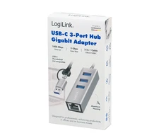 „LogiLink“ USB 3.2 Gen 1 šakotuvas – 3 x USB-A – 1 x RJ45 – sidabrinis