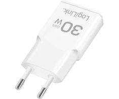 Įkroviklis LogiLink LogiLink USB Wall Charger, GaN, 2port, USB-AF &amp; USB-CF, PD 30W, slim, baltas
