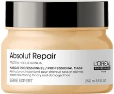 L'Oreal Professionnel Serie Expert Absolut Repair Protein + Gold Quinoa plaukų kaukė, akimirksniu atnaujinanti paviršių, 250 ml