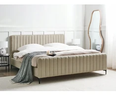 Beliani Boucle lova LUNAN 180 x 200 cm smėlio spalvos