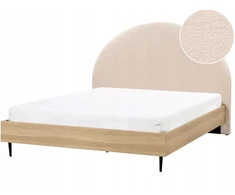 Beliani Dvigulė lova MILLAY 160 x 200 cm Boucle, smėlio spalvos