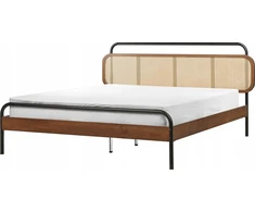 Beliani Rotango lova BOUSSICOURT 160 x 200 cm tamsiai ruda