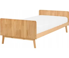 Beliani Viengulė lova BONNAC 90 x 200 cm iš pušies medienos, šviesiai ruda