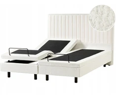 Beliani Reguliuojama lova Boucle CASTELLAN 160 x 200 cm, kreminė balta