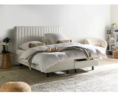 Beliani Reguliuojama lova Boucle CASTELLAN 160 x 200 cm, kreminė balta