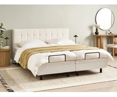 Beliani Reguliuojama lova Boucle DUKE 180 x 200 cm, kreminė balta