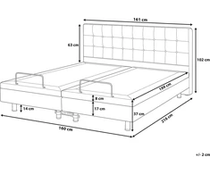 Beliani Reguliuojama lova DUKE 160 x 200 cm tamsiai pilka