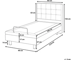 Beliani Reguliuojama lova DUKE 90 x 200 cm smėlio spalvos