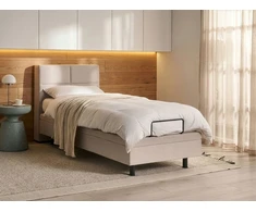 Beliani Reguliuojama lova VICEROY 90 x 200 cm šviesiai smėlio spalvos