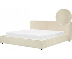 Beliani Švelni corduroy lova LINARDS 180 x 200 cm smėlio spalvos