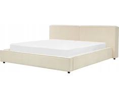 Beliani Švelni corduroy lova LINARDS 180 x 200 cm smėlio spalvos