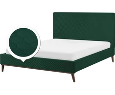 Beliani Velvetinė lova BAYONNE 160 x 200 cm tamsiai žalia