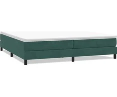 Box Spring Lova be čiužinio Tamsiai žalia 200x220 cm aksomas
