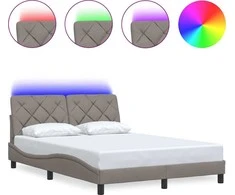 Lova Lovos rėmas su LED be čiužinio, taupe spalvos, 120x200 cm
