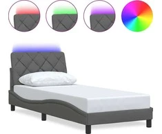 Lova Lovos rėmas su LED be čiužinio, tamsiai pilkas, 90x190 cm