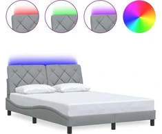 Lovos rėmas su LED be čiužinio, šviesiai pilkas, 120x200 cm