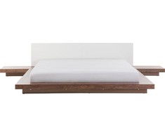 Beliani Vandens lova iš dirbtinės odos ZEN 180 x 200 cm, uosio ruda