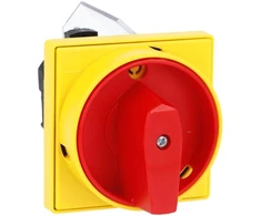 Lovato Electric Krumplinis jungiklis 0-1 3P 20A geltona/raudona rankenėlė, blokuojama spyna, montuojamas skydelyje (7GN2010U25)