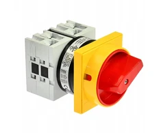 Lovato Electric Kumštelinis jungiklis 0-1 3P 32A geltona/raudona rankenėlė blokuojama spyna montažas skydelyje (GX3210U25)