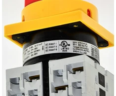 Lovato Electric Kumštelinis jungiklis 0-1 3P 32A geltona/raudona rankenėlė blokuojama spyna montažas skydelyje (GX3210U25)