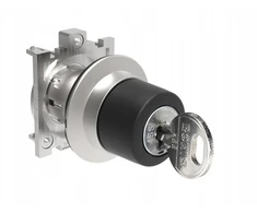 Lovato Electric Metalinis plokščias jungiklis, 3 padėčių, 1-0-2, 30 mm skersmens, su raktu, rakto ištraukimas 0 padėtyje, LPFS330