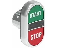 Lovato Electric Metalinis mygtukas fi22mm 2 raktai automatinis grąžinimas 2 uždengti, šviečiantys žaliai-raudoni START-STOP LPSBL7133