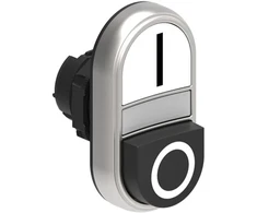 Lovato Electric Dviejų klavišų mygtukas baltas/juodas I-0 su apšvietimu ir savaiminiu grįžimu (LPCBL7224)