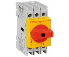 Lovato Electric 3P 40A jungiklio skyriklis, geltona/raudona rankenėlė, GA040ARY
