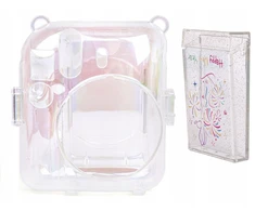 Loveinstant 2 viename rinkinys: dėklas, dangtelis, kišenėlė „Fuji Instax Mini 12“, nuotraukų dėžutė / permatoma / blizganti