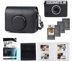 Loveinstant 5in1 rinkinys: dėklas + stiklas + albumas 64x + nuotraukų dėklas + rėmeliai, skirti „Fuji Instax Mini Evo“ / juodas