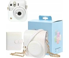 LoveInstant Set 2in1 dėklas, skirtas Fuji Instax Mini 12 + albumas 64 nuotraukoms / baltas